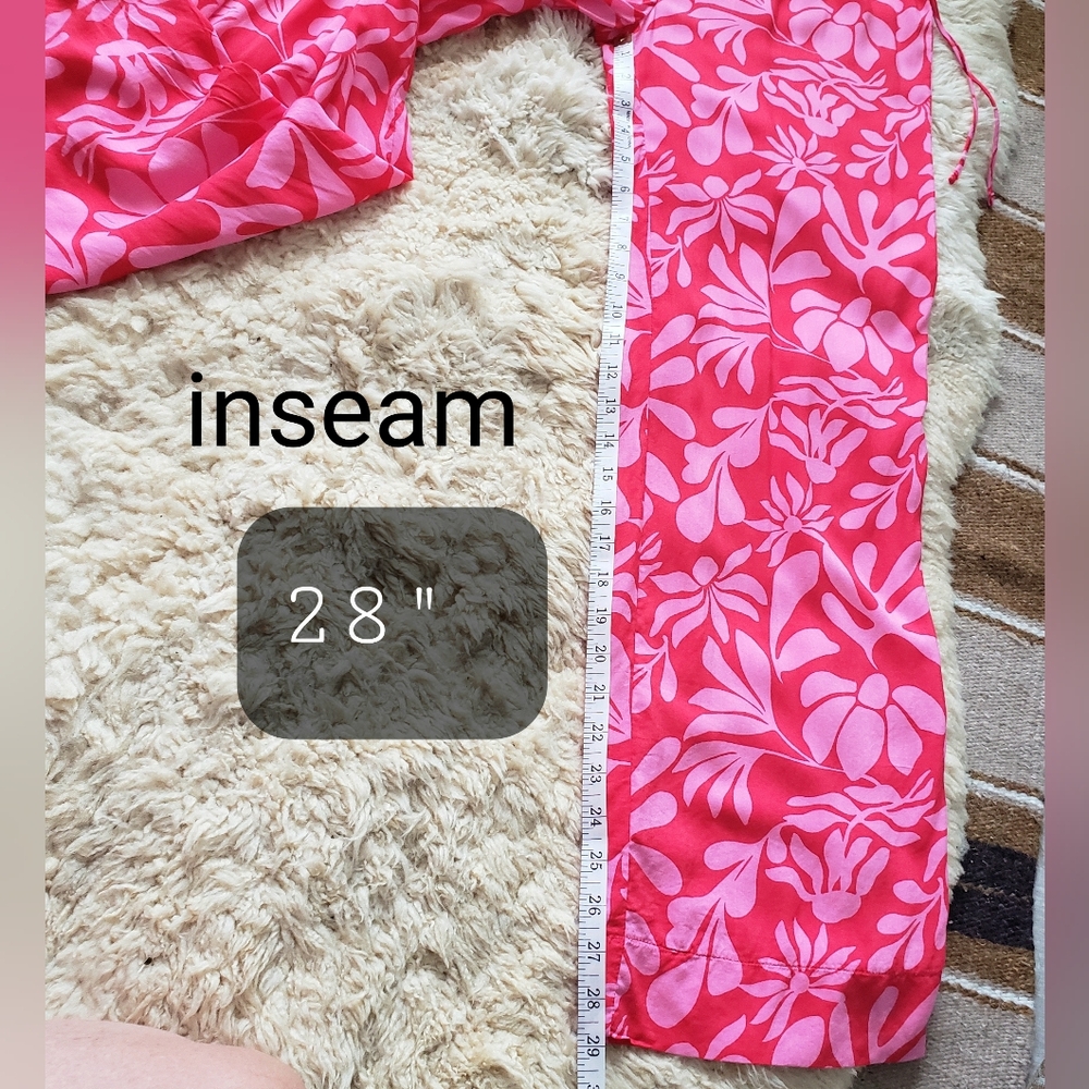 Pink Floral Ruffle Waist Pants - Picture 7 of 8